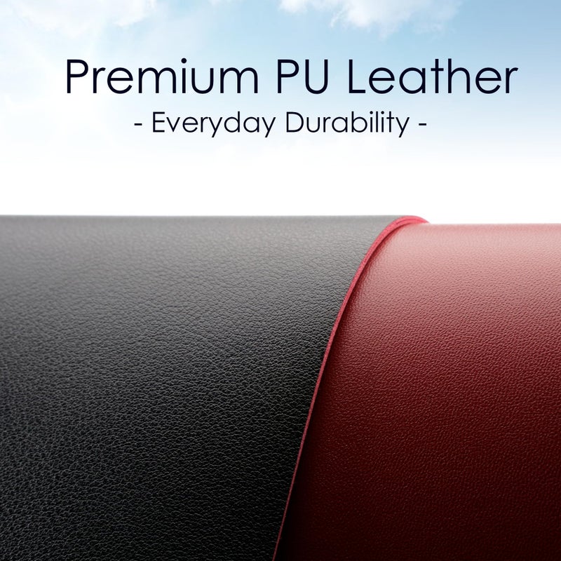 WAYBER Leather Desk Pad Protector, Waterproof Mouse Pad, PU Desk Mat, Office Desk Cover, Desk Writing Mat for Office/Home/Work/Cubicle (Black/Red) 35.4x17in - Image 2